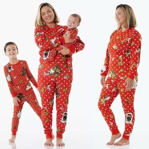 POTTERY BARN THE GRINCH POLKA DOT HOLIDAY FESTIVE ORGANIC COTTON PAJAMA PJ SET